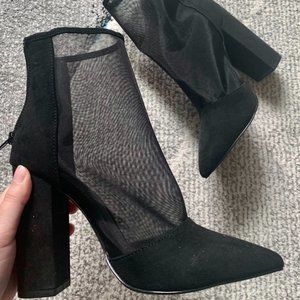 Black Mesh Booties